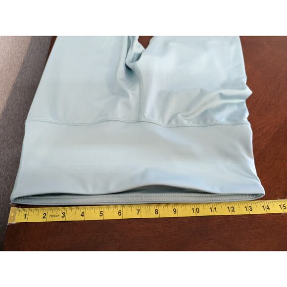 Reebok Capri Leggings M Blue Workout Activewear Wide Waistband Logo Slim Fit Gym - Picture 8 of 12